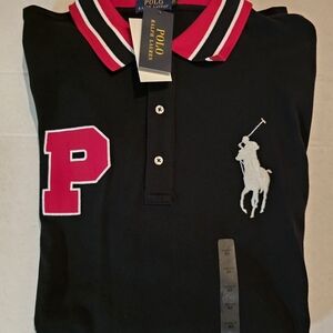 Ralph Lauren Black Polo Shirt with Red and White Accents